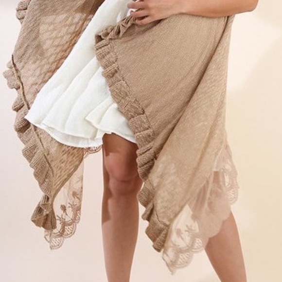 UMGEE Lace Ruffle Knit Vest Cardigan Tunic Top - Picture 4 of 5